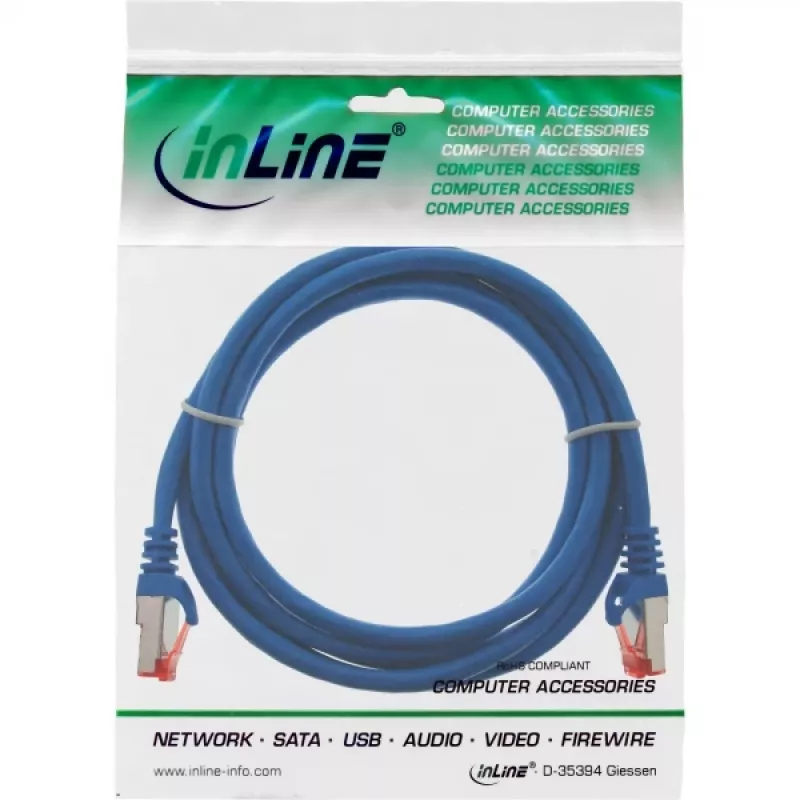 InLine komutācijas kabelis S/FTP PiMF Cat.6 250 MHz PVC CCA zils 2 m