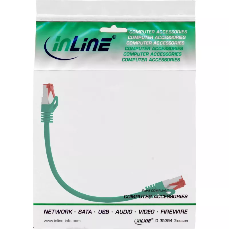 InLine ielāpu vads S/FTP PiMF Cat.6 250MHz PVC CCA zaļš 0.25m