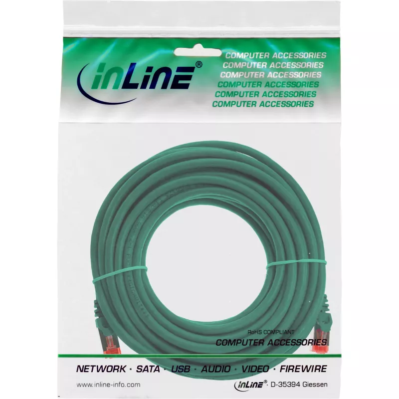 InLine komutācijas kabelis S/FTP PiMF Cat.6 250MHz PVC CCA zaļš 5m