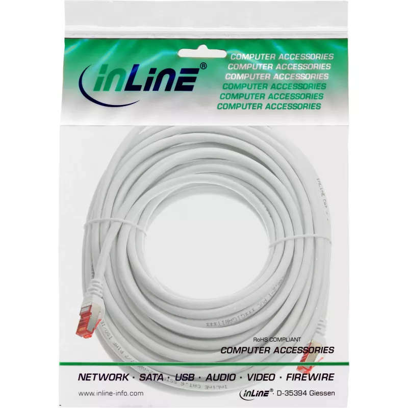 InLine komutācijas kabelis S/FTP PiMF Cat.6 250MHz PVC CCA balts 5m