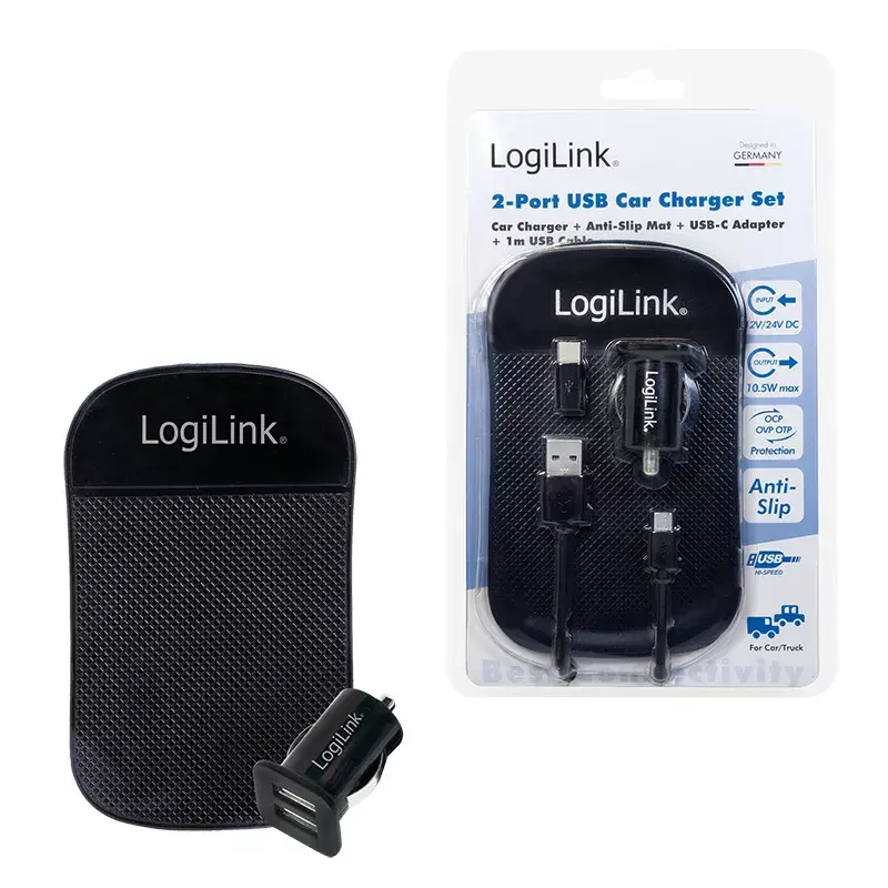 Mobilo ierīču lādētājs LogiLink PA0204 Universāls Melns Cigāra piepīpējamā kontaktligzda Iekštelpu 12/24V 2.1A