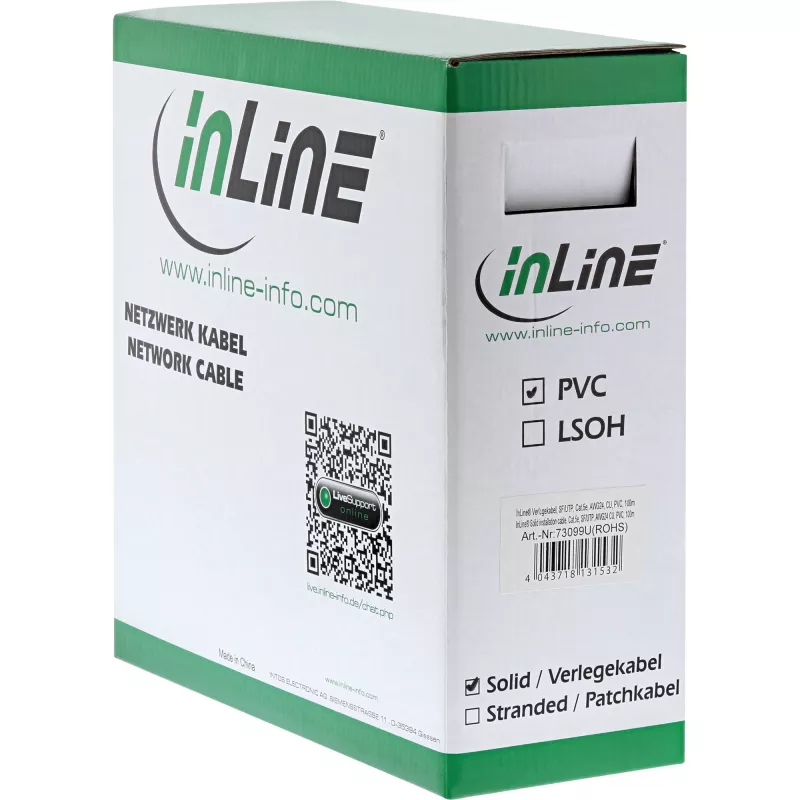 InLine Solid Installation kabelis SF/UTP Cat.5e AWG24 CU bezhalogēna 300m