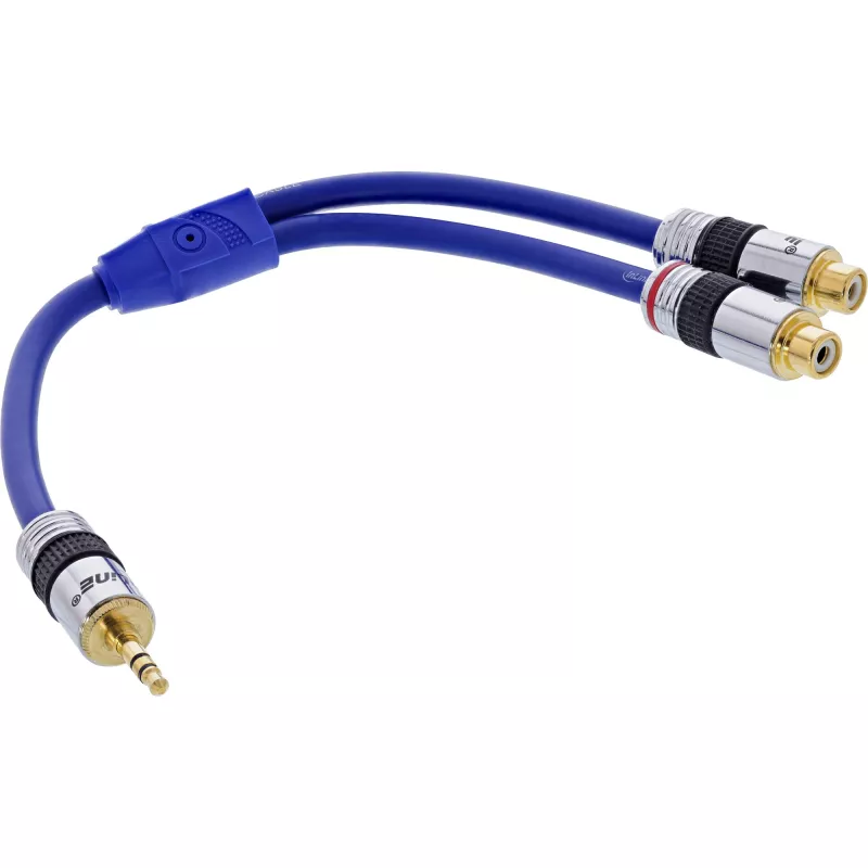 InLine Audio kabelis Premium 2x RCA ligzda / 3.5 mm spraudnis, zeltīti kontakti, 0,25 m