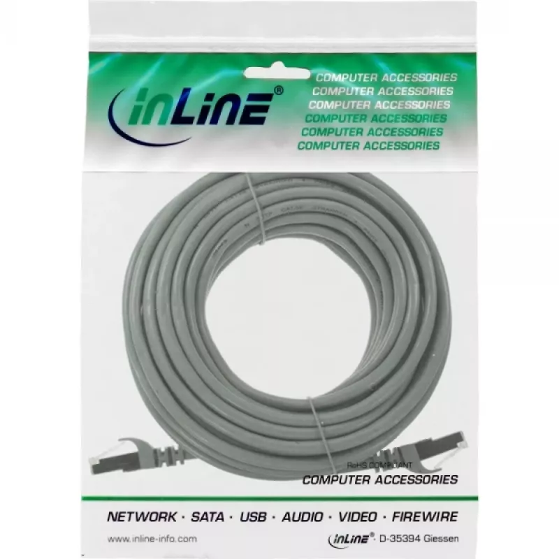 InLine komutācijas kabelis U/UTP Cat.5e AWG26 pelēks 10m
