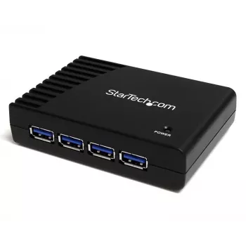 StarTech.com 4 portu melns SuperSpeed USB 3.0 centrmezgls, USB 3.2 Gen 1 (3.1 Gen 1) Type-A, 5000 Mbit/s, melns, barošana, 5 V, 2 A