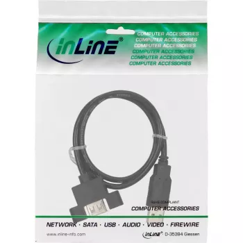 InLine 100 gab. lieltirgus iepakojumā USB 2.0 kabelis A vīr. uz A siev. spraugas kronšteinam 0,6 m