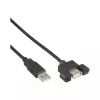 InLine 100 gab. lieltirgus iepakojumā USB 2.0 kabelis A vīr. uz A siev. spraugas kronšteinam 0,6 m