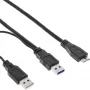 InLine USB 3.2 Gen.1 Y-kabelis 2x Type A vīr. / Micro B vīr., melns, 1,5 m