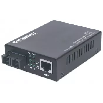 Intellinet Gigabit Ethernet viena režīma multivides pārveidotājs, 10/100/1000Base-T uz 1000Base-Lx (SC) viena režīma, 20 km