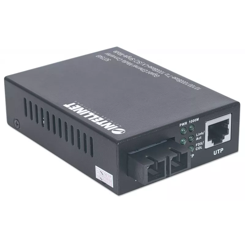 Intellinet Gigabit Ethernet viena režīma multivides pārveidotājs, 10/100/1000Base-T uz 1000Base-Lx (SC) viena režīma, 20 km