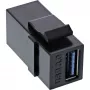 InLine USB 3.1 Snap-In modulis, USB-A F/F, melns korpuss