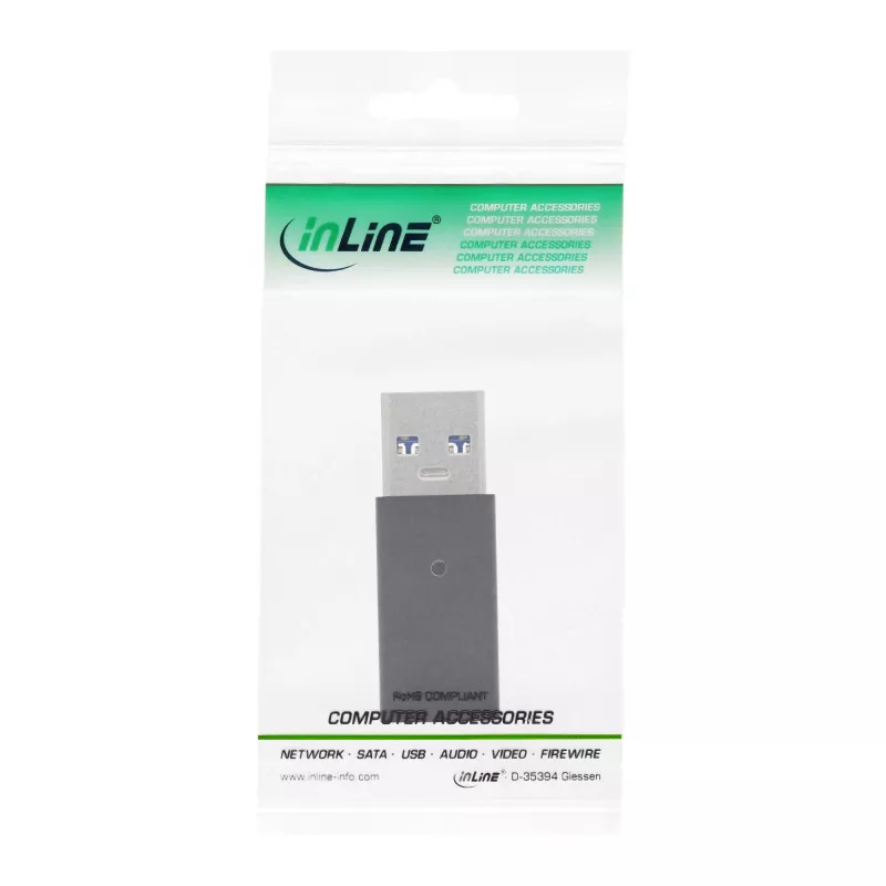 USB 3.2 Gen.2 Adapteris InLine 35810 USB-A spraudnis USB-C sievišķais