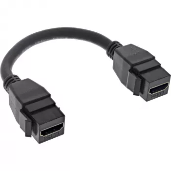 InLine HDMI 2x Keystone kabelis 4K/60Hz, HDMI A ligzda/ligzda, melns, 0,2 m