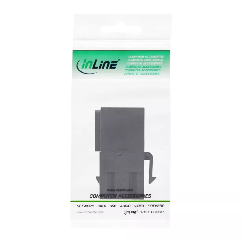 InLine USB 3.1 Snap-In modulis, USB-A F/F, 90° leņķī, melns korpuss