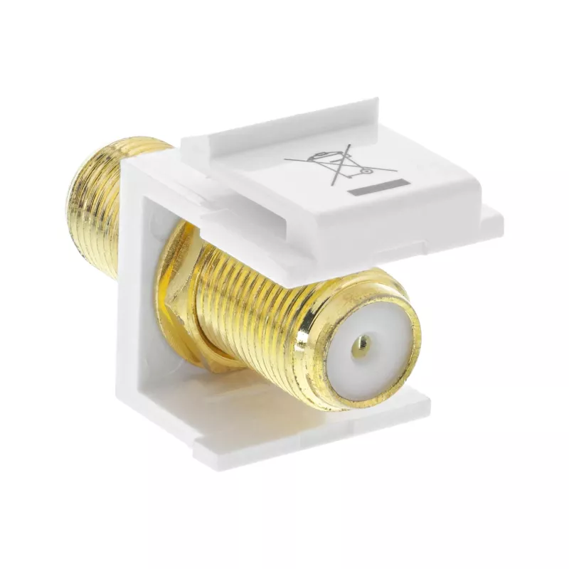 InLine Keystone montāžas adapteris, satelīta kabelim, 2x F ligzdas, balts