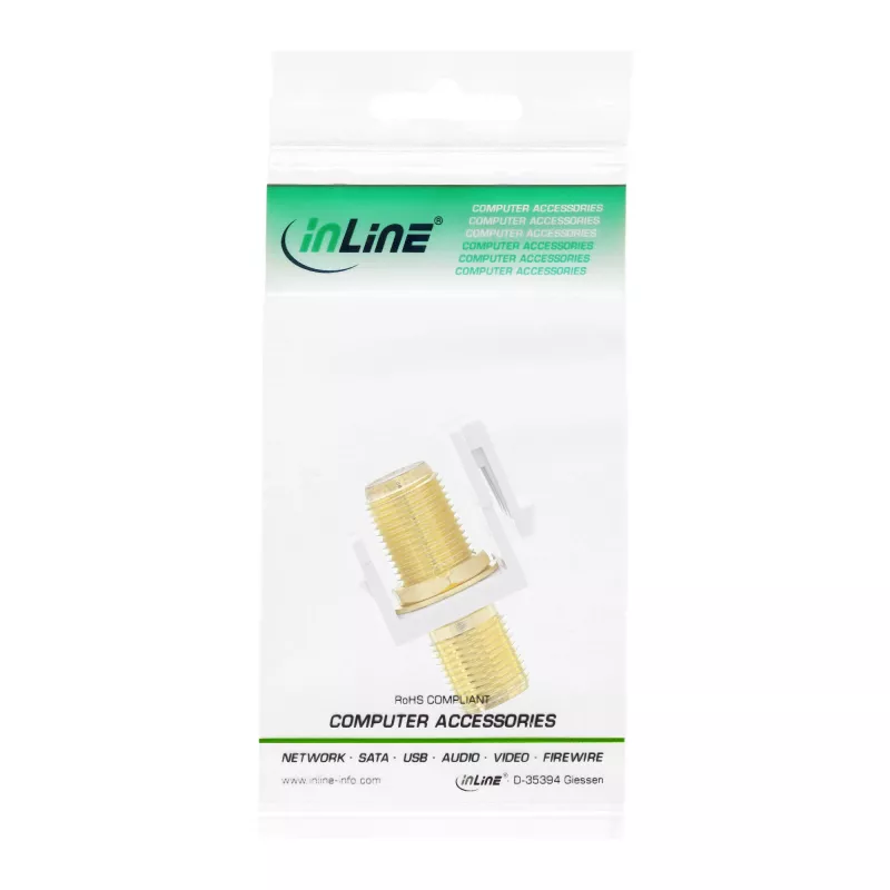 InLine Keystone montāžas adapteris, satelīta kabelim, 2x F ligzdas, balts