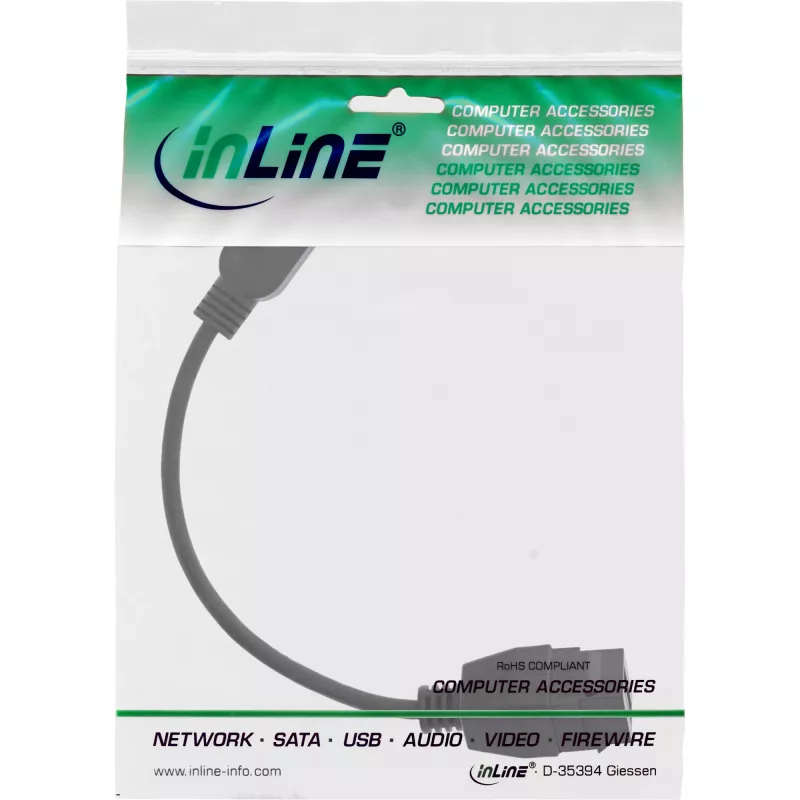 USB 3.2 Gen1 adaptera kabelis InLine 76206C 0.2m USB A vīr. Keystone siev.