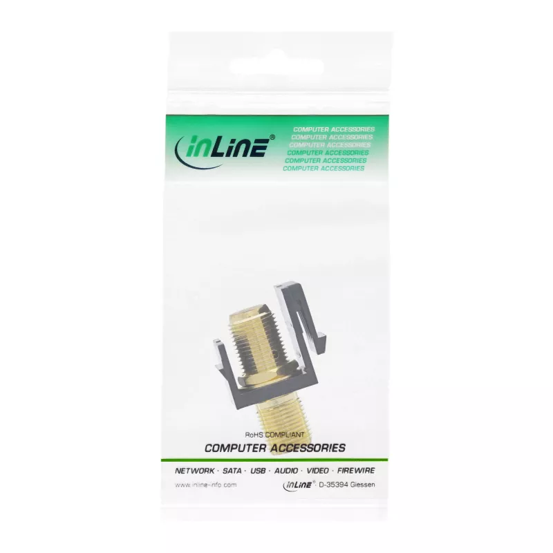 InLine Keystone instalācijas adapteris, satelīta kabelim, 2x F ligzdas, melns