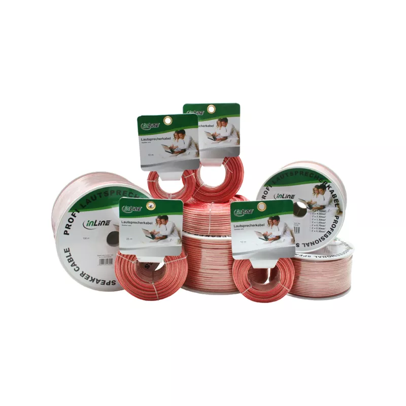 InLine skaļruņu kabelis 2x 2,5 mm² CCA caurspīdīgs 50 m