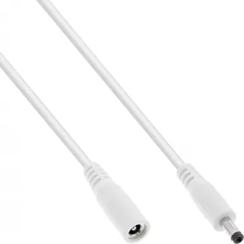 InLine līdzstrāvas pagarinātājkabelis, līdzstrāvas vīrišķais/sieviešu savienotājs 4,0x1,7mm, balts, 3m