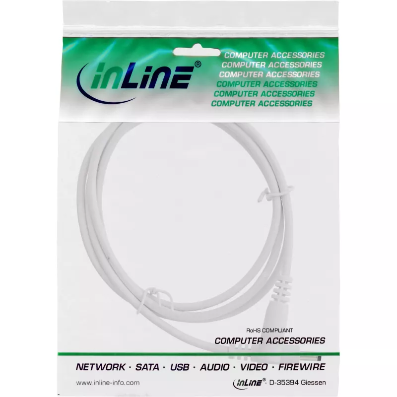 Līdzstrāvas pagarinātāja kabelis InLine 26855D 0,5 m vīrišķais/siev. 4,0x1,7 mm balts