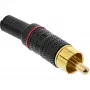 InLine RCA metāla vīrišķais spraudnis lodēšanai, melns, sarkans gredzens, 6 mm kabelim
