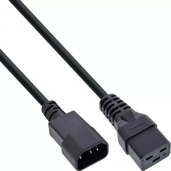 InLine strāvas adaptera kabelis, IEC-60320 C14 uz C19, 3x1,5 mm², maks. 10 A, 1 m