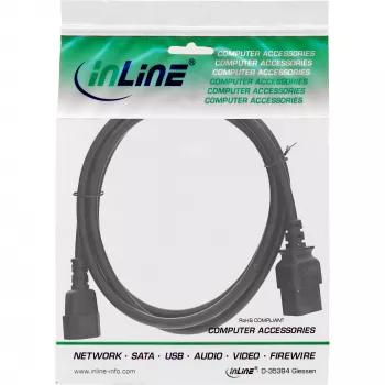 InLine strāvas adaptera kabelis, IEC-60320 C14 uz C19, 3x1,5 mm², maks. 10 A, 2 m