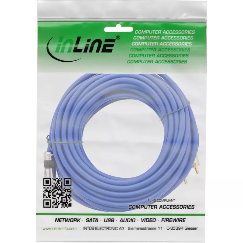 InLine Audio kabelis Premium 2x RCA vīr. / 3,5 mm vīr. apzeltīti kontakti 25 m
