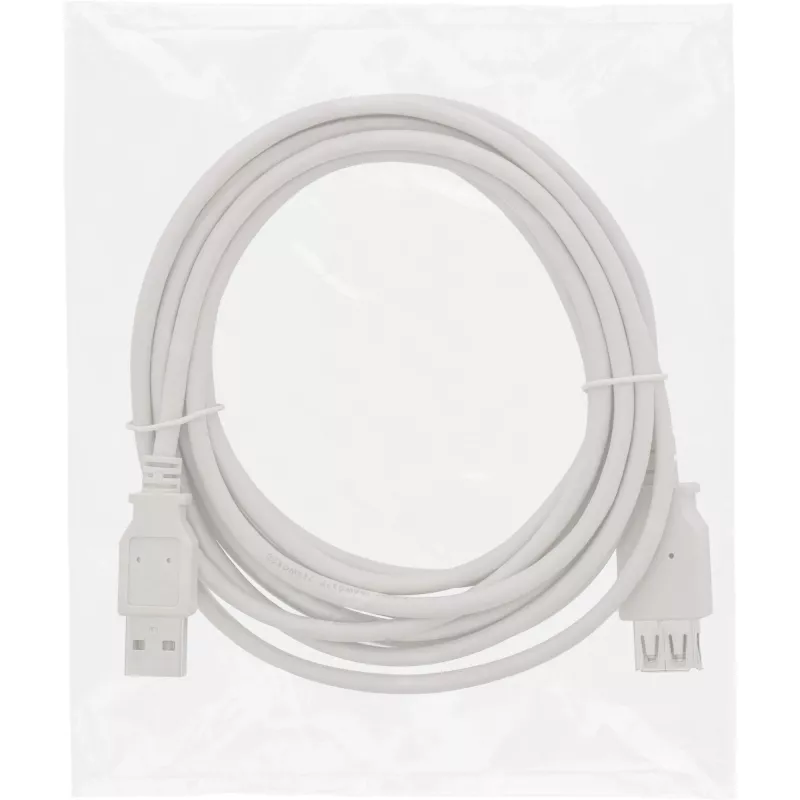 InLine USB 2.0 pagarinātāja kabelis Type A spraudnis / ligzda, bēša krāsa, 3m, vairumā