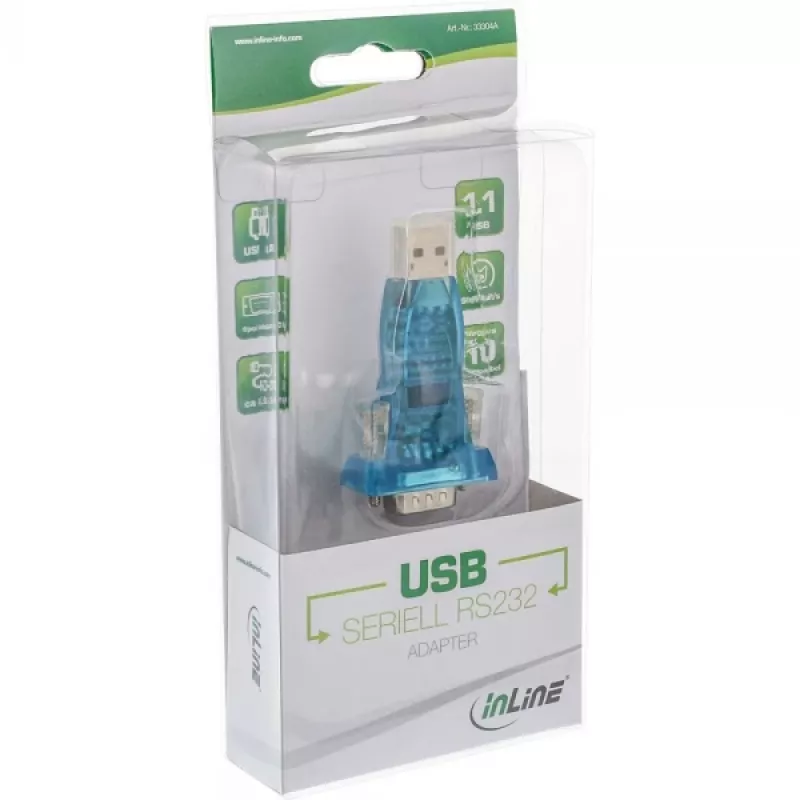 InLine USB–RS232 adapteris, USB A uz 9 kontaktu Sub‑D, USB pagarinātājs, 0,8 m