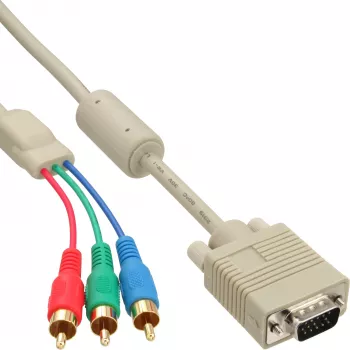 InLine VGA RGB kabelis, VGA vīrišķais / 3x RCA vīrišķais, 2 m