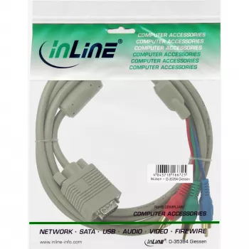 InLine VGA RGB kabelis, VGA vīrišķais / 3x RCA vīrišķais, 2 m