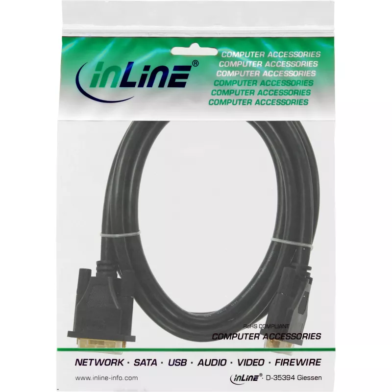 DVI-D kabelis Premium 24+1 vīr. / vīr. Dual Link apzeltīts 7,5m InLine 17787P