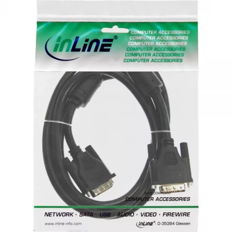 InLine DVI-D kabelis 18+1 vīr. / vīr. Single Link 2 ferīta droseles 10 m