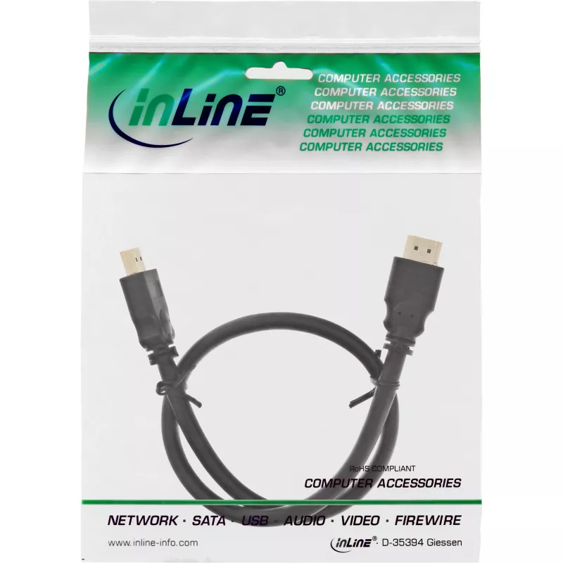 InLine HDMI kabelis, High Speed HDMI kabelis, vīr./vīr., melns, zelta kontakti, 7,5 m