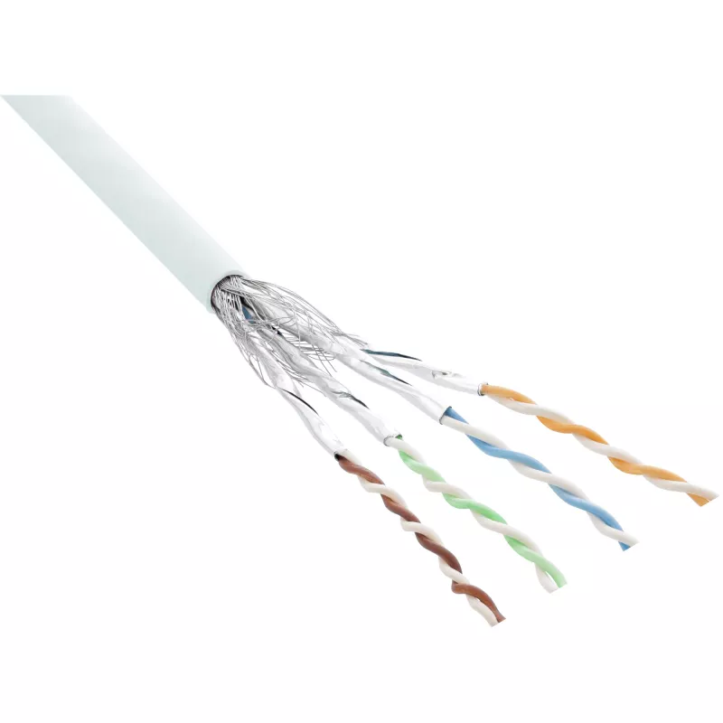 komutācijas kabelis InLine S/FTP PiMF Cat.6 AWG27 PVC CU 100 m, balta