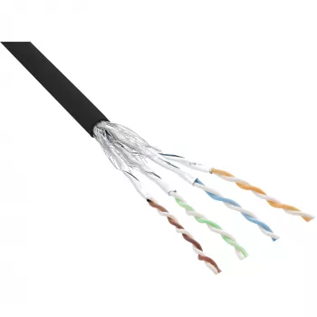 InLine komutācijas kabelis S/FTP PiMF Cat.6 melns AWG27 PVC CU 100m