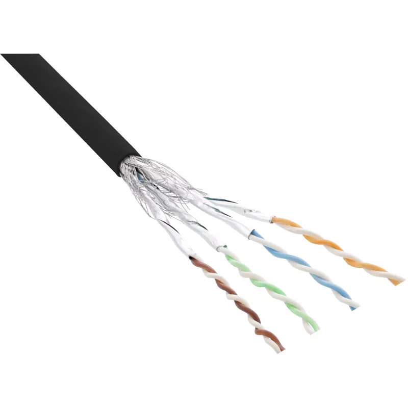 InLine komutācijas kabelis S/FTP PiMF Cat.6 melns AWG27 PVC CU 100m