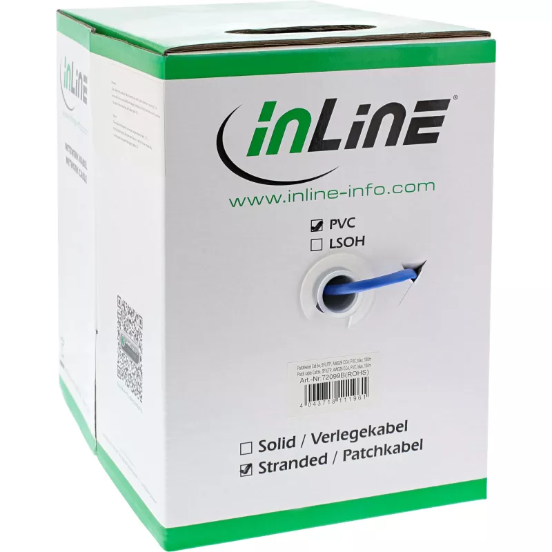 InLine komutācijas kabelis SF/UTP Cat.5e AWG26 CCA PVC zils 100m