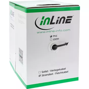 InLine komutācijas kabelis SF/UTP Cat.5e AWG26 CCA PVC melns 100m