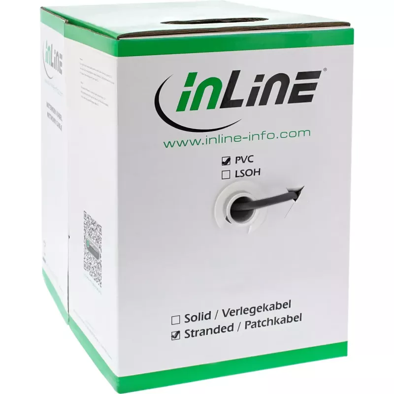 InLine komutācijas kabelis SF/UTP Cat.5e AWG26 CCA PVC melns 100m