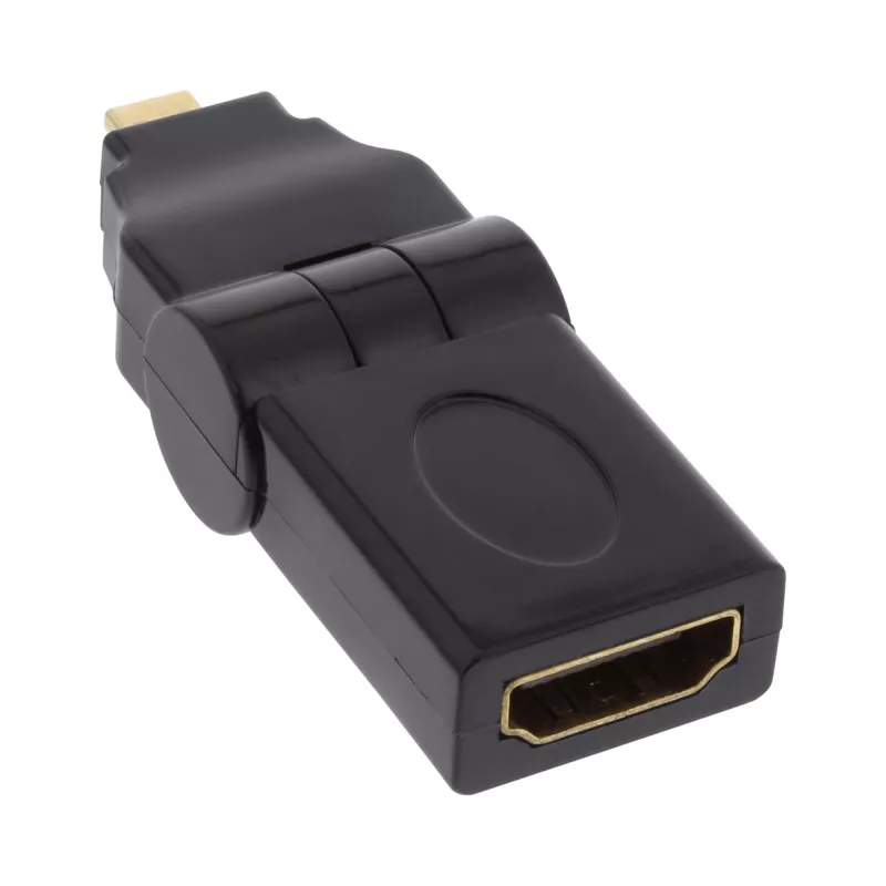 HDMI adapteris A ligzda / D spraudnis ar šarnīra mehānismu, zelta pārklājums InLine 17690L