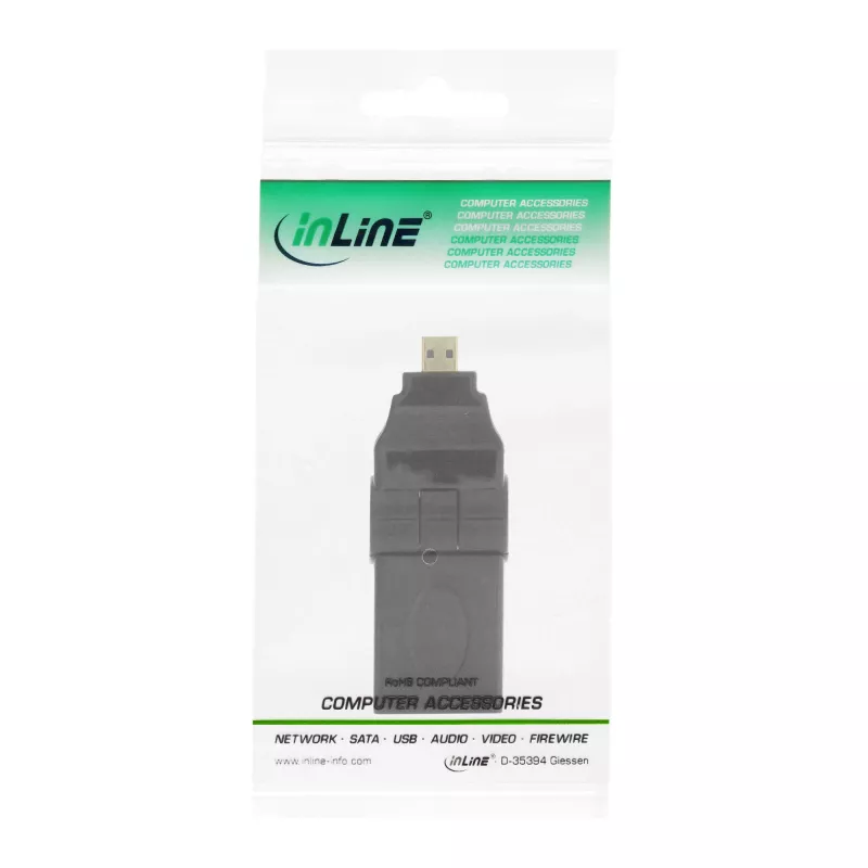 HDMI adapteris A ligzda / D spraudnis ar šarnīra mehānismu, zelta pārklājums InLine 17690L