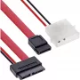 InLine Slimline SATA kabelis, plāns SATA 13 kontaktu (7+6) kabeļa puse uz SATA+barošanu, 0.4m