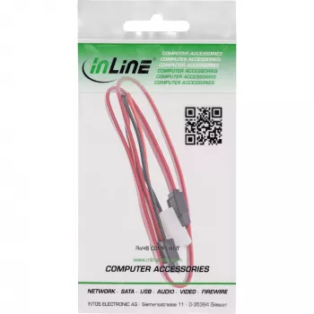 InLine Slimline SATA kabelis, plāns SATA 13 kontaktu (7+6) kabeļa puse uz SATA+barošanu, 0.4m