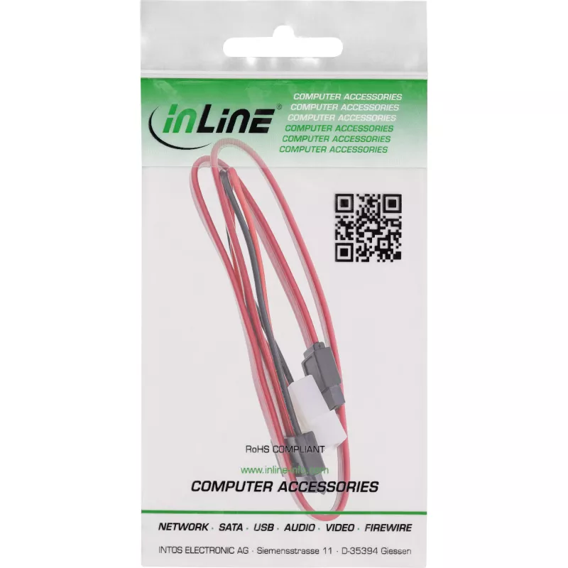 InLine Slimline SATA kabelis, plāns SATA 13 kontaktu (7+6) kabeļa puse uz SATA+barošanu, 0.4m