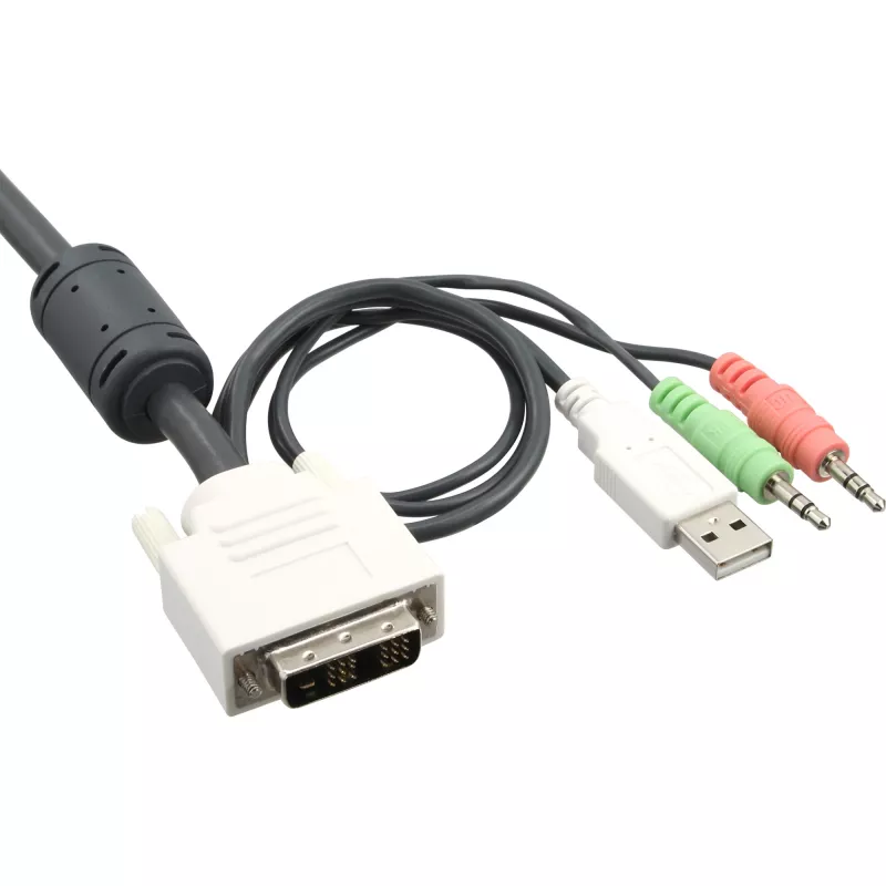InLine KVM pārslēgs 2 portu DVI-D USB ar audio