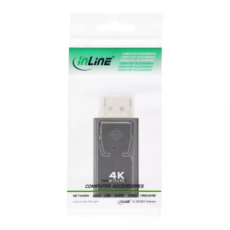 InLine pārveidotājs DisplayPort vīrišķais / HDMI sievišķais, 4K/60Hz, ar audio