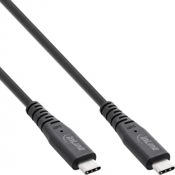InLine USB4 kabelis, USB-C vīr./vīr., PD 240W, 8K60Hz, TPE melns 1m